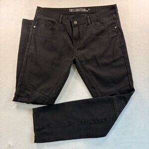 TRILLNATION Mens Black Moto Biker Jeans Size 36x32 Slim Articulated Knees